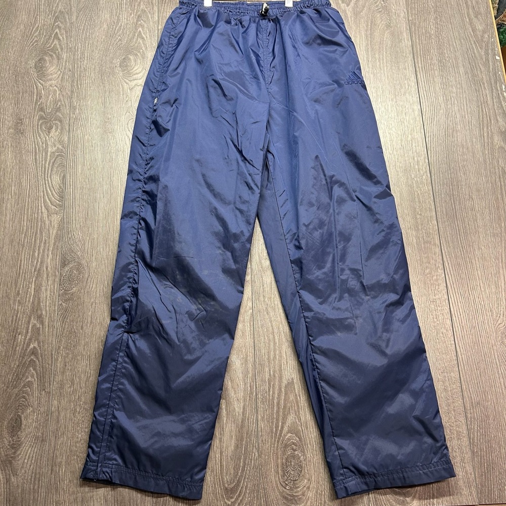 Vintage Adidas Navy Blue Small 26 Nylon Wind Pants Track Bottoms Mens Gym